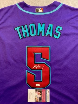 ARIZONA DIAMONDBACKS ALEK THOMAS AUTOGRAPH PURPLE #5 NIKE JERSEY JSA CD81147 - Image 1 of 4