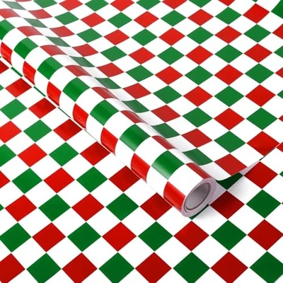  1 Roll Christmas Gingham Plaids Wrapping Paper Roll - Mini Roll - 17 In x 33  - Image 1 of 4