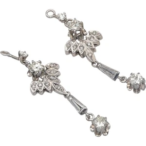 Vintage Diamond 14k White Gold Jewelry Earring Dangle Jacket Enhancers 1.35CT - Picture 1 of 5