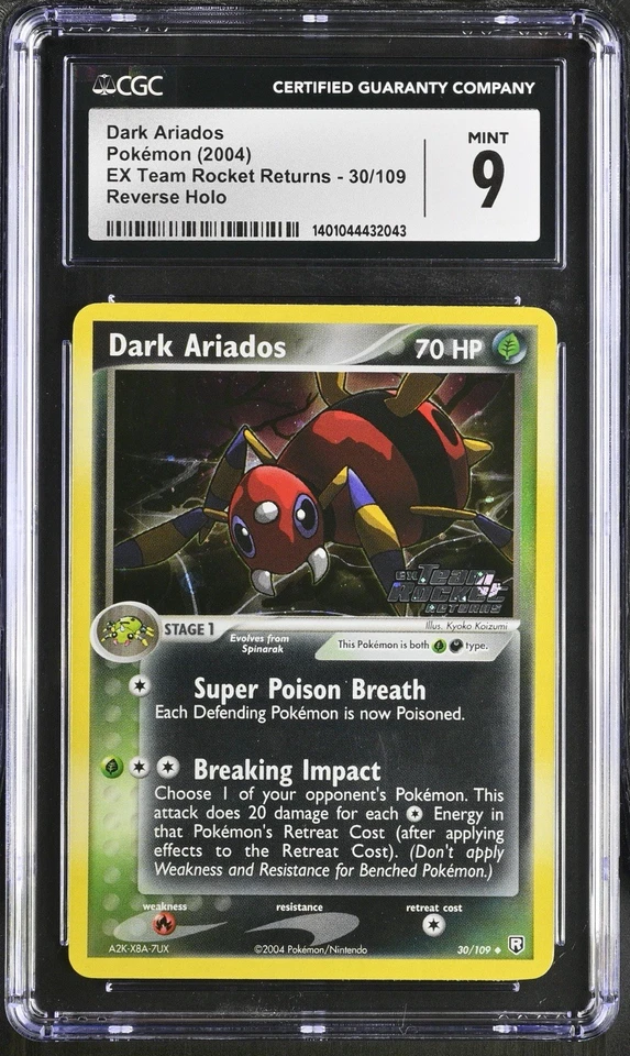 2004 POKEMON EX TEAM ROCKET RETURNS #30 DARK ARIADOS-REVERSE FOIL CGC 9 - Image 1 of 3