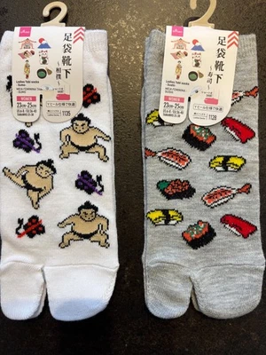 Juego de 2 calcetines Japón Tabi diseño sushi y sumo 23 cm-25 cm EE. UU. 5-7 blanco gris Foto 1 de 4