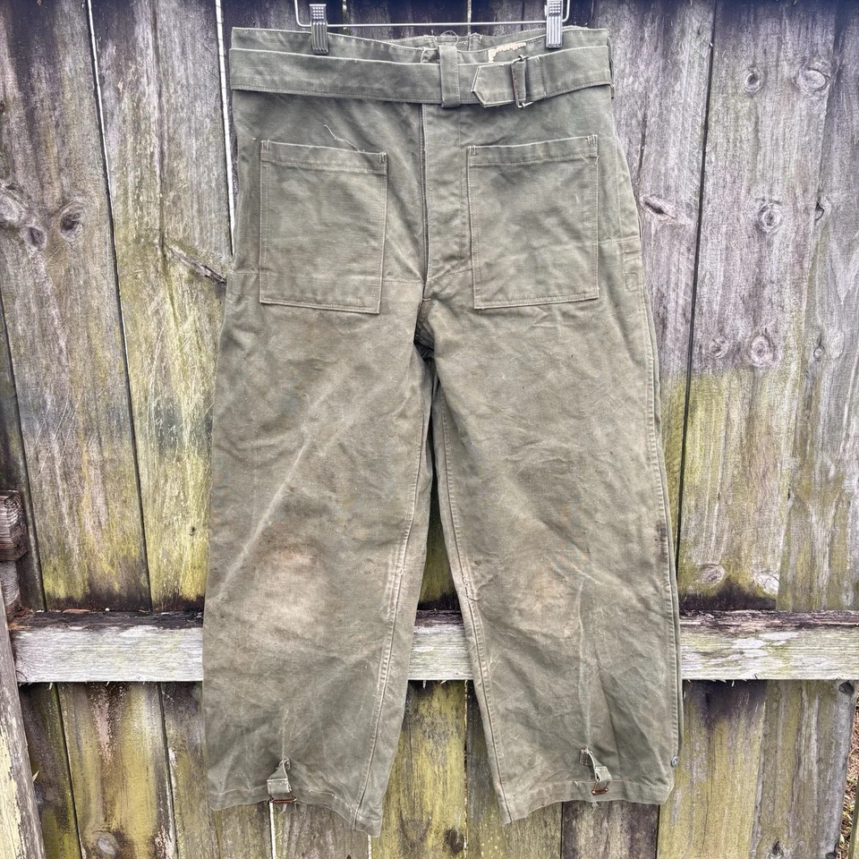 Pantalones de moto militares franceses vintage años 40 50 pantalones de lona despacho piloto Foto 1 de 4