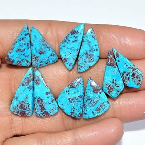 5 Pairs 54Ct Natural Chrysocolla Cabochon Gemstone Pair Lot 22x10 19x10mm #17312 - Picture 1 of 6