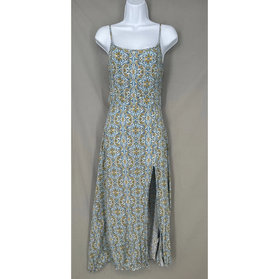 Olivaceous Dress Womens Small Blue Floral Maxi Yellow Summer Cottage Boho - Image 1 of 4