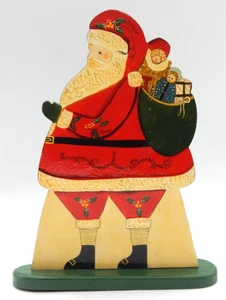 Figura de Navidad de arte popular de Papá Noel pintada a mano de madera vintage decoración navideña - Imagen 1 de 7