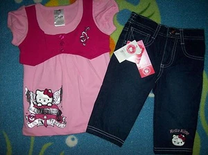 Hello Kitty Outfit Girls Angelic 2pc Set Size 2T 3T 4Toddler Denim Love Forever - Picture 1 of 1