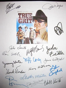 True Grit Signed Script X17 John Wayne Glen Campbell Robert Duvall Hopper reprnt - Imagen 1 de 1