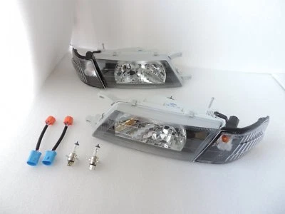 For 1995~96~97~98~99 Nissan Sentra B14 200SX SE-R Black Headlight + Corners HB14 - Image 1 of 4
