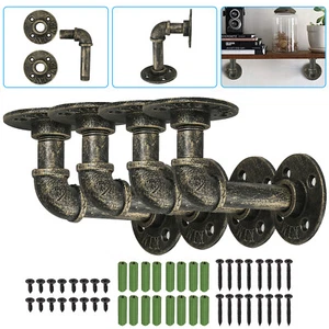 4X Industrial Pipe Shelf Brackets Wall Floating Shelves Bookshelf Display Rack - Picture 1 of 13
