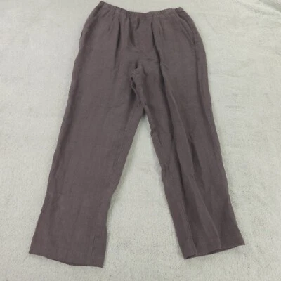 Pantalones Eileen Fisher para mujer grandes púrpura marrón grosella lino gofre hechos en EE. UU. de colección Foto 1 de 4