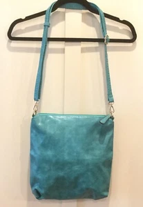 Teal Green Faux Leather(?) Bag Shoulder+ Cross + Clutch Aspectho, BRAZIL 12"x12" - Picture 1 of 8