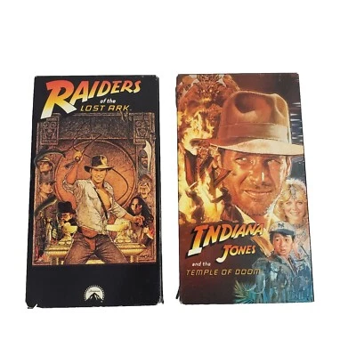 Indiana Jones VHS Temple of Doom & Raiders of the Lost Ark Vintage Movie Action - Image 1 of 4