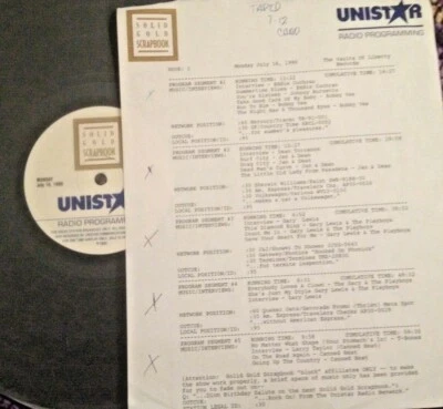RADIO SHOW 7/16/90 LIBERTY VAULTS w/FULL SET JAN AND DEAN & 2 SETS w/GARY LEWIS - Image 1 of 3