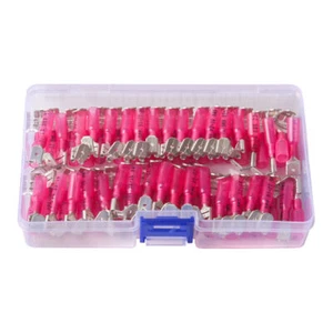 100PCS 22-16 Wire Gauge Heat Shrink Piggyback 3 Way Connector Terminals Kit Red - Picture 1 of 10