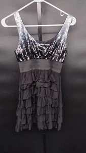 Arden B. Black Sequin Ruffle Tier Dress Elastic Waist Club Wear Party Cocktail  - Picture 1 of 3