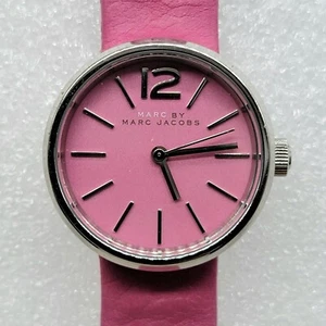 Marc By Marc Jacobs Women Watch Round Dial 26mm Pink Leather Band - Picture 1 of 15