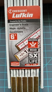 Crescent Lufkin klappbarer Holzlineal rotes Ende modularer Abstand 6 Fuß Ingenieurswaage - Bild 1 von 11