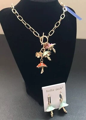 Bella Jack Enchanted Mushroom Charm Lariat Pendant Necklace Toggle & Earrings - Image 1 of 4