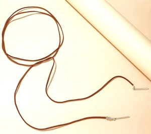 Collana braccialetto minimalista sottile marrone scamosciato corda argento barra bastone ciondoli avvolgente - Foto 1 di 3