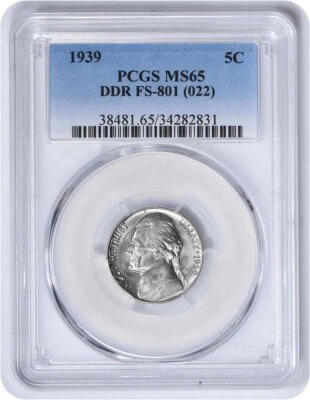 1939 Jefferson Nickel DDR FS-801 MS65 PCGS - Image 1 of 4
