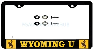 License Plate Frame Black Stainless Steel Vinyl Lettering FOR WYOMING - Bild 1 von 3