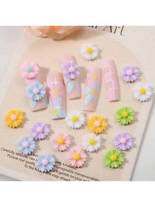 50pcs Daisy Flower Shaped Nail Art Diy Accessories Decoration Assorted - Picture 1 of 8