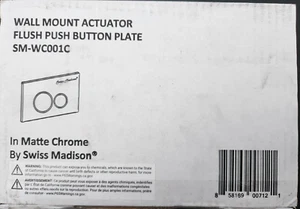 Swiss Madison SM-WC001 Wall Mount Actuator Flush Push Button Plate Matte Chrome - Picture 1 of 1