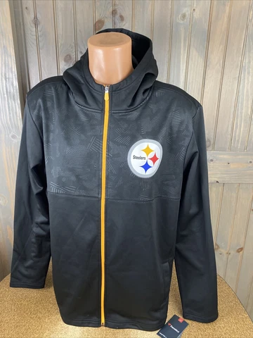 FANATICS FULL ZIP BLACK HOODIE JACKET Pittsburgh Steelers NFL  Jacket XL NEW NWT Cover