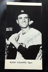 ROCKY COLAVITO TIGERS BASEBALL SLUGGER SIGNED AUTOGRAPHED VINTAGE 4X7 PICTURE  - Picture 1 of 2