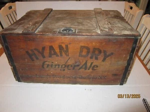 VTG 1930s Lang's Products HYAN DRY Ginger Ale Wooden Crate w Lid Buffalo NY VGC - Picture 1 of 11
