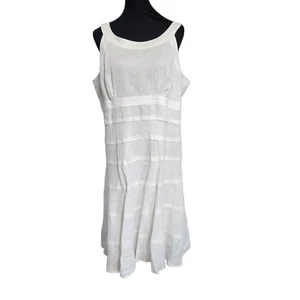 Jones New York Linen Dress White Size 16 Sleeveless Midi Summer Lined - Picture 1 of 12