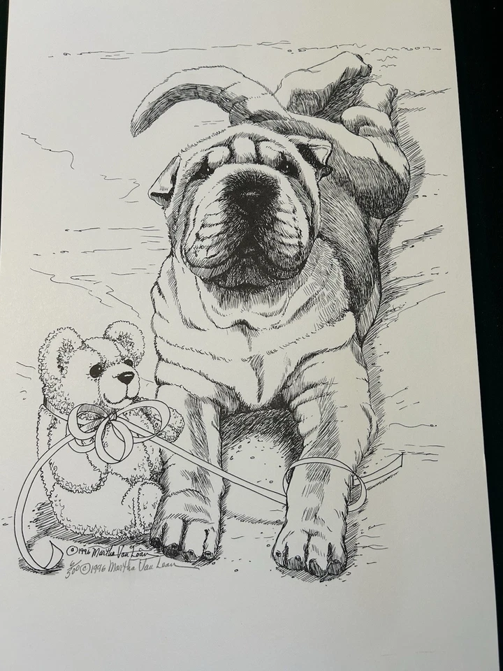 Impresión de cachorro Shar Pei por Martha Van Loan edición limitada firmada número 11 x17 Foto 1 de 1
