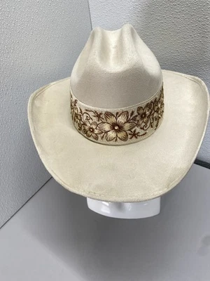 Sombreros N Roses Mujer Vaquera Jolene Vegano Gamuza Sombrero Talla XS/S Marfil Foto 1 de 4