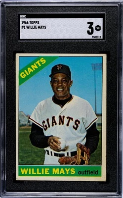1966 TOPPS #1 WILLIE MAYS SGC 3 9501312 - Imagem 1 de 2