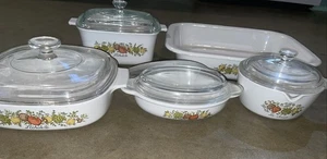 Corning Ware Spice Of Life L'Echalote Vintage Casserole Set 5 piece 4 Lids Plus - Picture 1 of 11