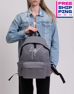 UVP 890€ GIUSEPPE ZANOTTI Rucksack groß gestreift gesticktes Logo Reißverschluss - Bild 1 von 4