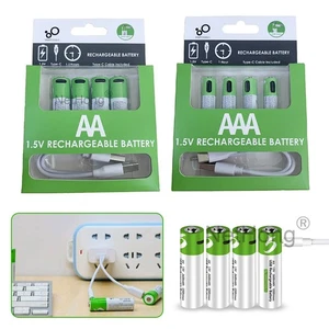 4PCS USB AA Rechargeable Lithium Battery 1.5V 2600mAh Fast Charger Type C Cable - Picture 1 of 17