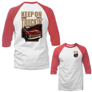 Keep On Truckin' Hot Rod Garage Classic Car 3/4 Sleeve Raglan - Picture 1 of 10