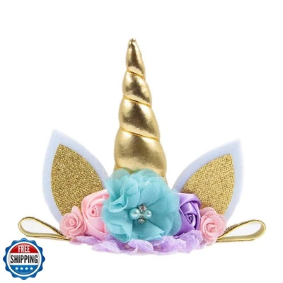 Diadema Nishine Baby Elástica Brillo Unicornio Cuerno Niños Unicornio Fiesta Sup Foto 1 de 4