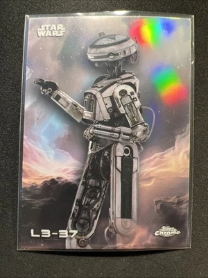 2025 Topps: Chrome-Star Wars-Refractor #77 L3-37/Solo 🌌🐷📺 - Image 1 of 3
