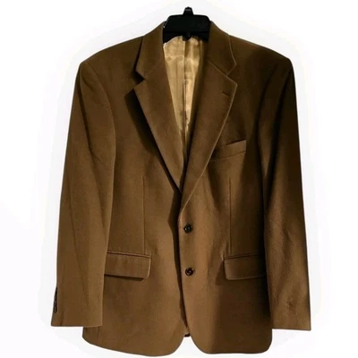 Abrigo Blazer Chaqueta Clásico Haspel Marrón 100% Cachemira Dos Botones Deportivo 40R Foto 1 de 4