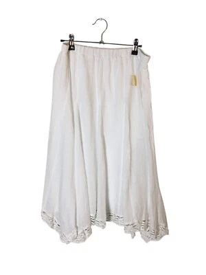 Saia Russ Berens Branca 100% Linho Tamanho Médio Feminina Acabamento de Renda Elástica NOVA  - Imagem 1 de 4