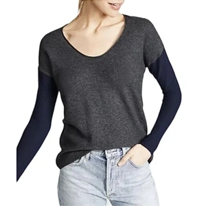 Madewell Wool/Alpaca Sweater Women’s Size XXS Blue Gray Pullover Colorblock - Picture 1 of 11