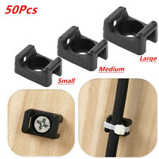 50Pcs Cable Zip Ties Mounting Bases Wire Cords Saddle Screw Fixing Clips Holders