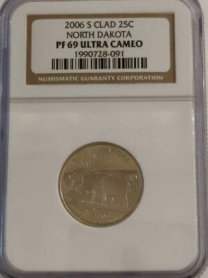 2006-S PROOF STATE QUARTER NORTH DAKOTA NGC CERTIFIED PF 69 ULTRA CAMEO - Image 1 of 4