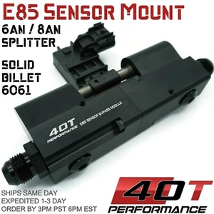 E85 Flex Fuel Sensor Mount Bypass KIT SOLID BILLET 6AN 8AN Splitter GM AEM - Picture 1 of 10