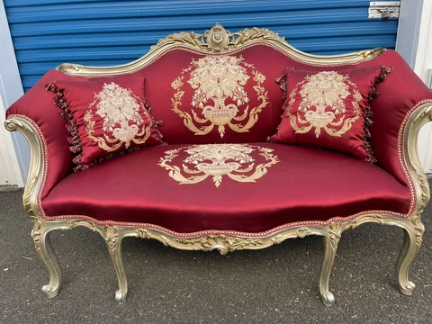 Baroque Style Red Settee Sofa Cover