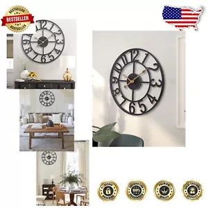 Large Black and Gold Silhouette Wall Clock - Perfect for Living Room and Patio - Picture 1 of 9