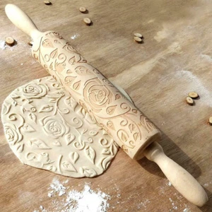 Christmas Embossing Rolling Pin Engraved Rolling Pin Wooden Embossed Rolling Pin - Picture 1 of 40