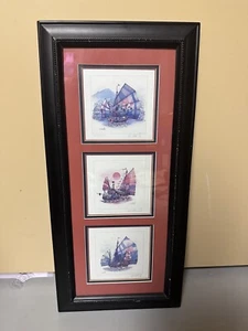 3 Chan KauOn Signed Numbered HongKong Print Junk Series 4x4”Framed Matted 7 7/8” - Picture 1 of 5